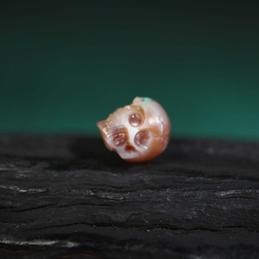 Belle Juri Pearl Skull Bead Inlaid With Turquoise