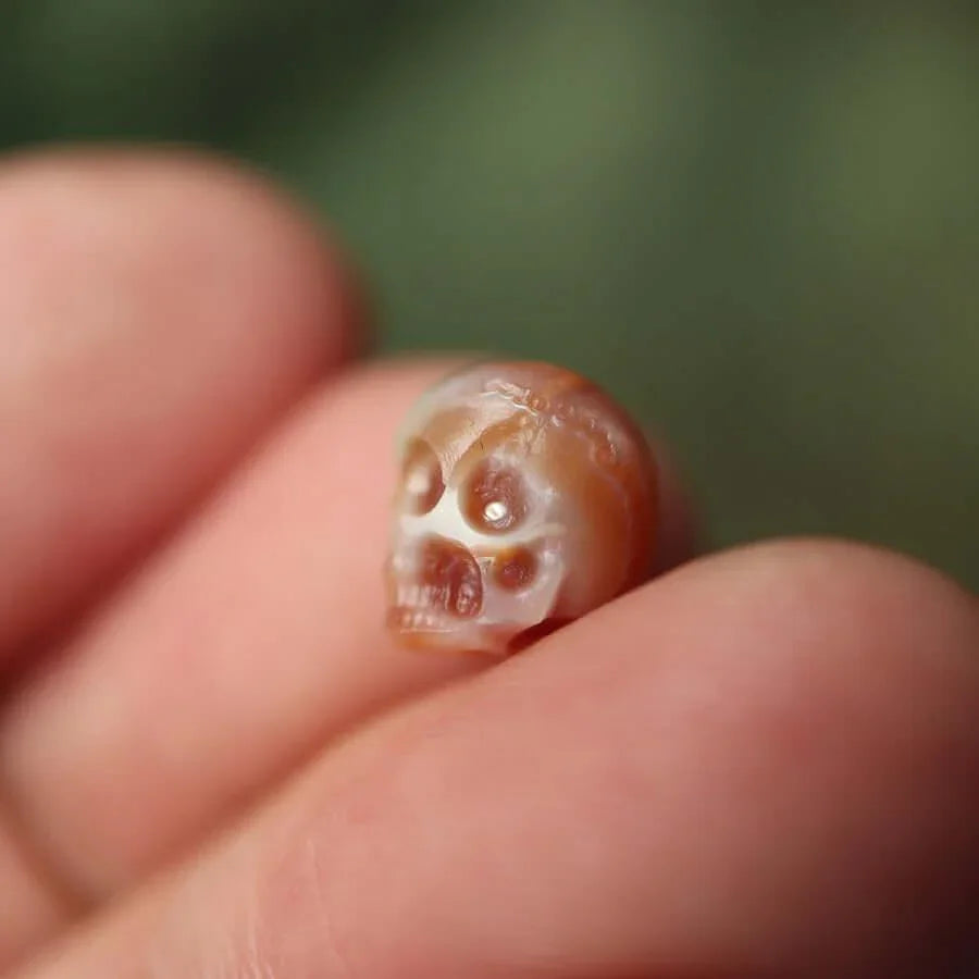 Belle Juri Pearl Skull Bead Inlaid With Turquoise