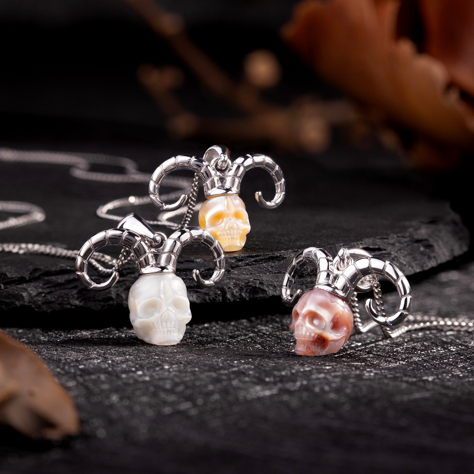 12 Signos del zodiaco Collar de cráneo de perlas Aries