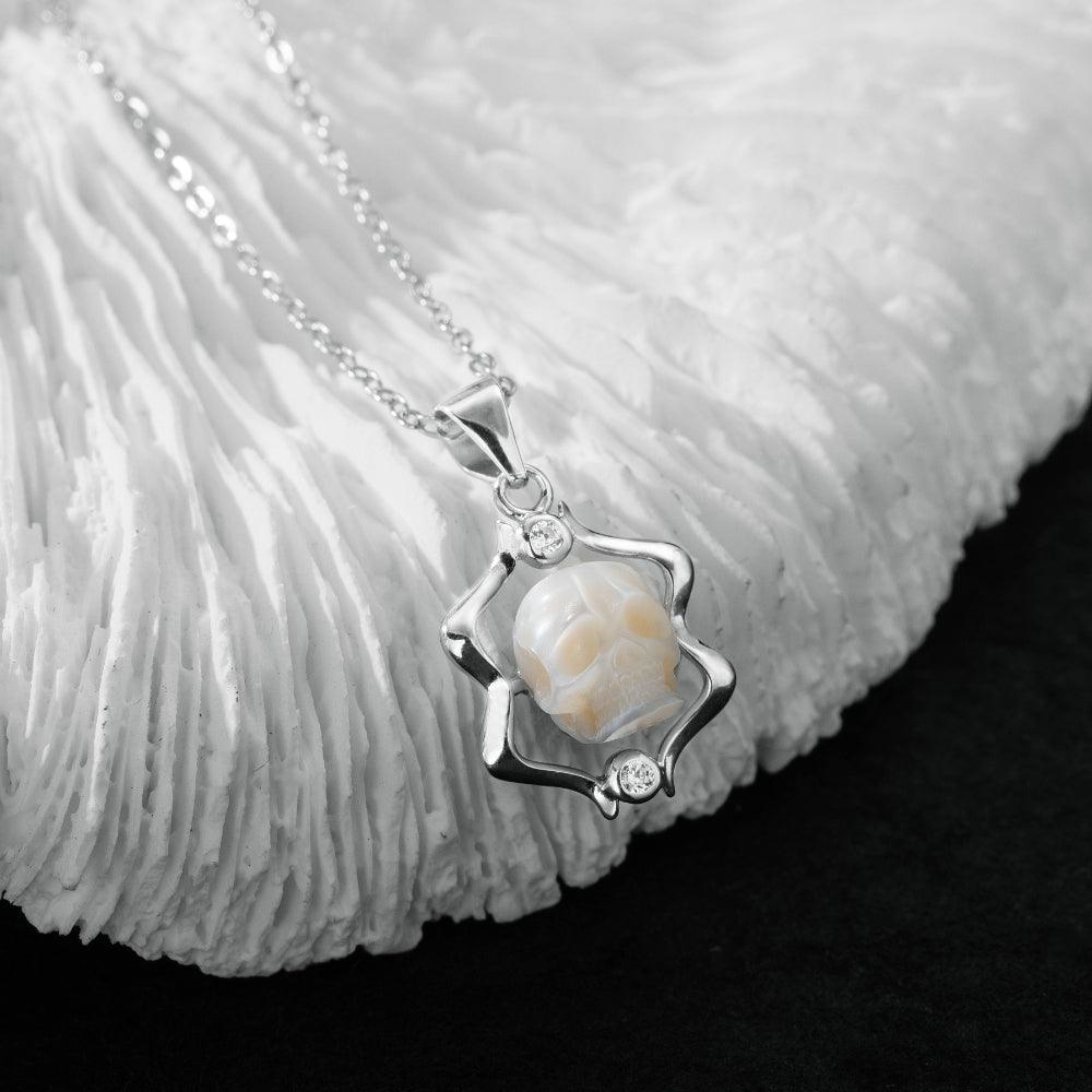 12 Zodiac Signs Gemini Pearl Skull Necklace-Belle Juri