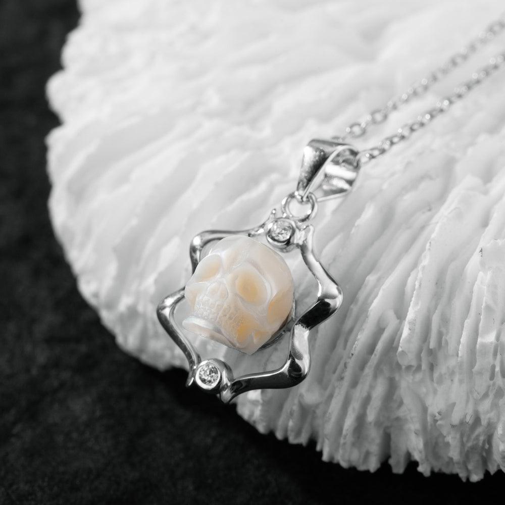 12 Zodiac Signs Gemini Pearl Skull Necklace-Belle Juri