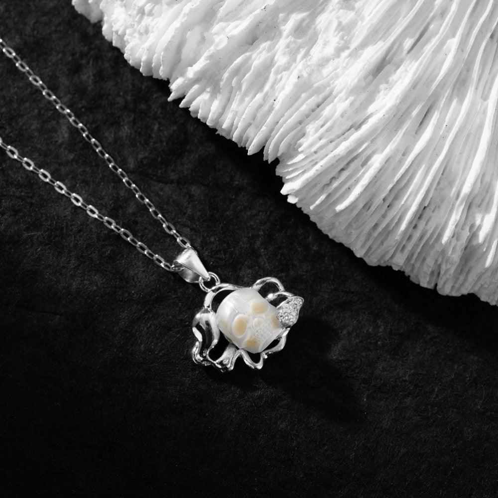12 Zodiac Signs Leo Pearl Skull Necklace-Belle Juri