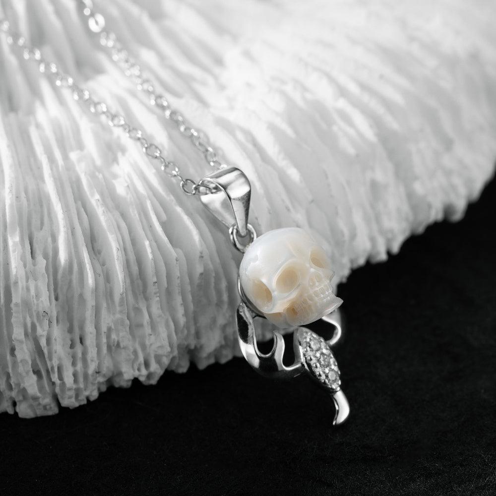 12 Zodiac Signs Scorpio Pearl Skull Necklace-Belle Juri