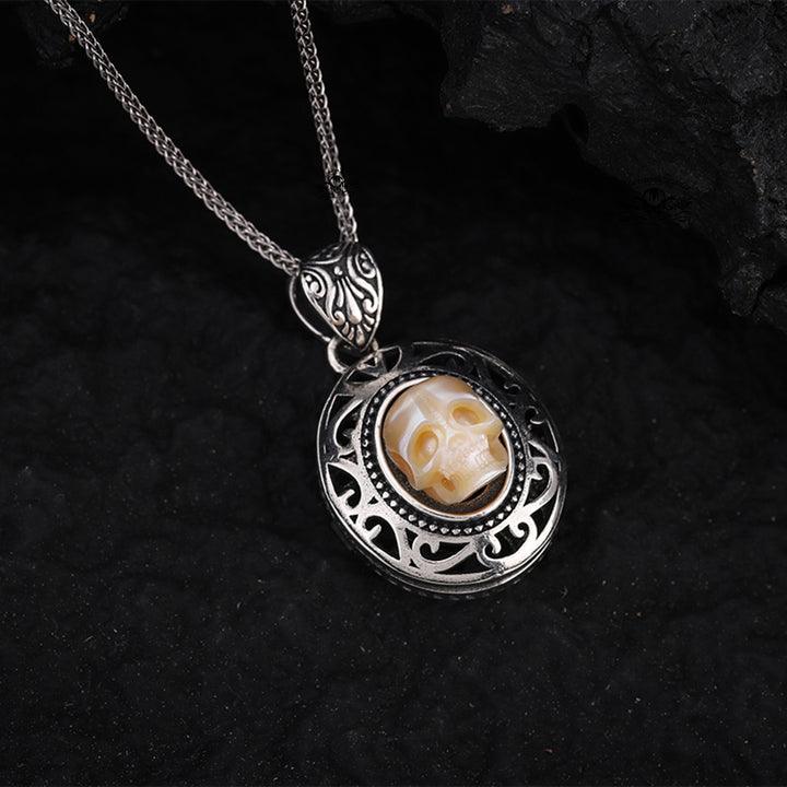 Belle Juri Pearl Skull Queen's Pillbox Locket Necklace