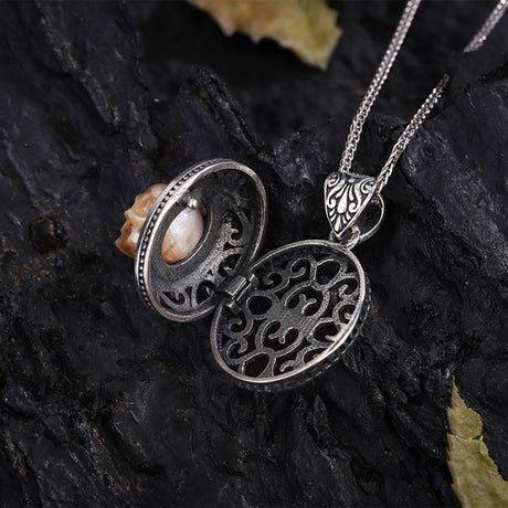 Belle Juri Pearl Skull Queen's Pillbox Locket Necklace