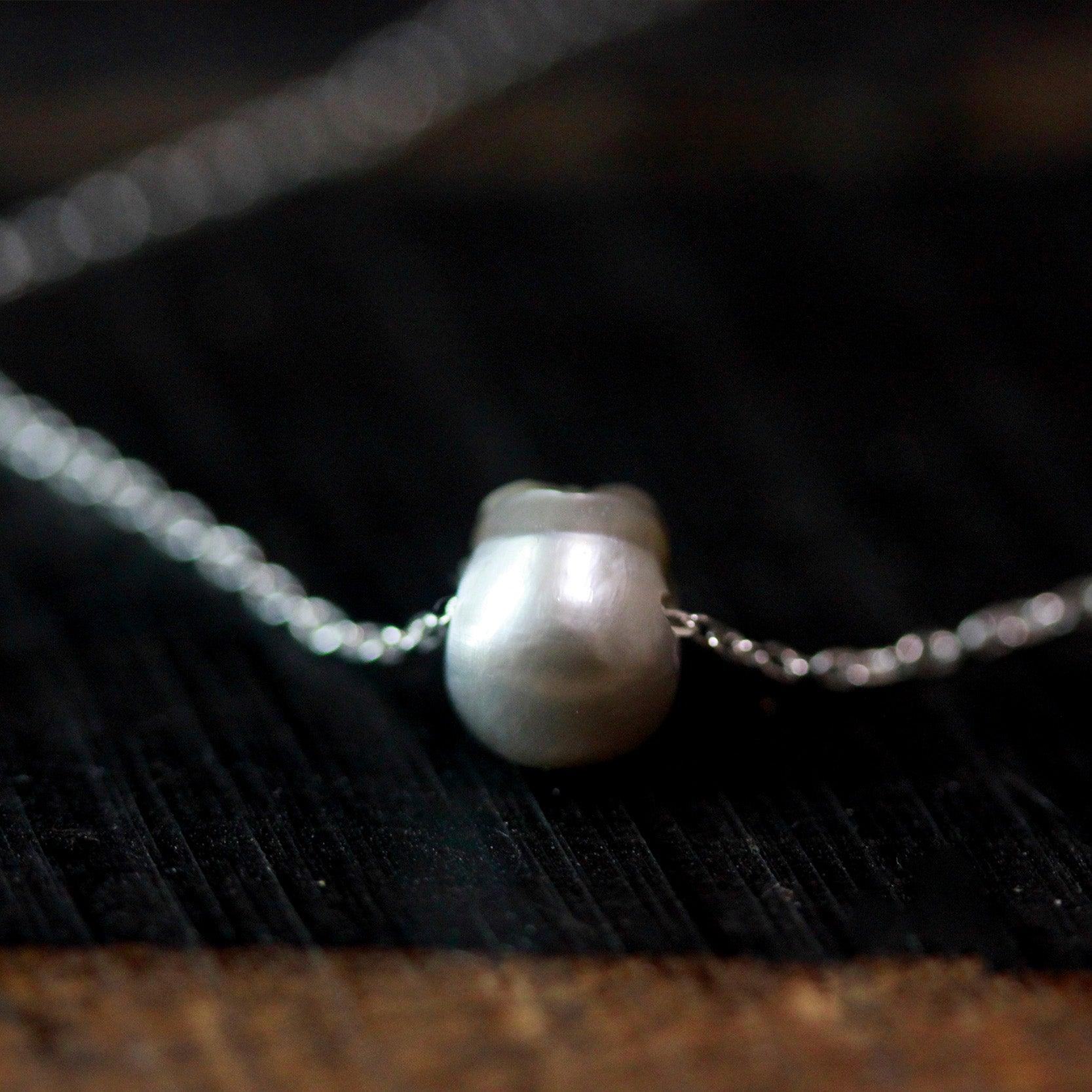 Belle Juri Hand Carved Pearl Skull Necklace