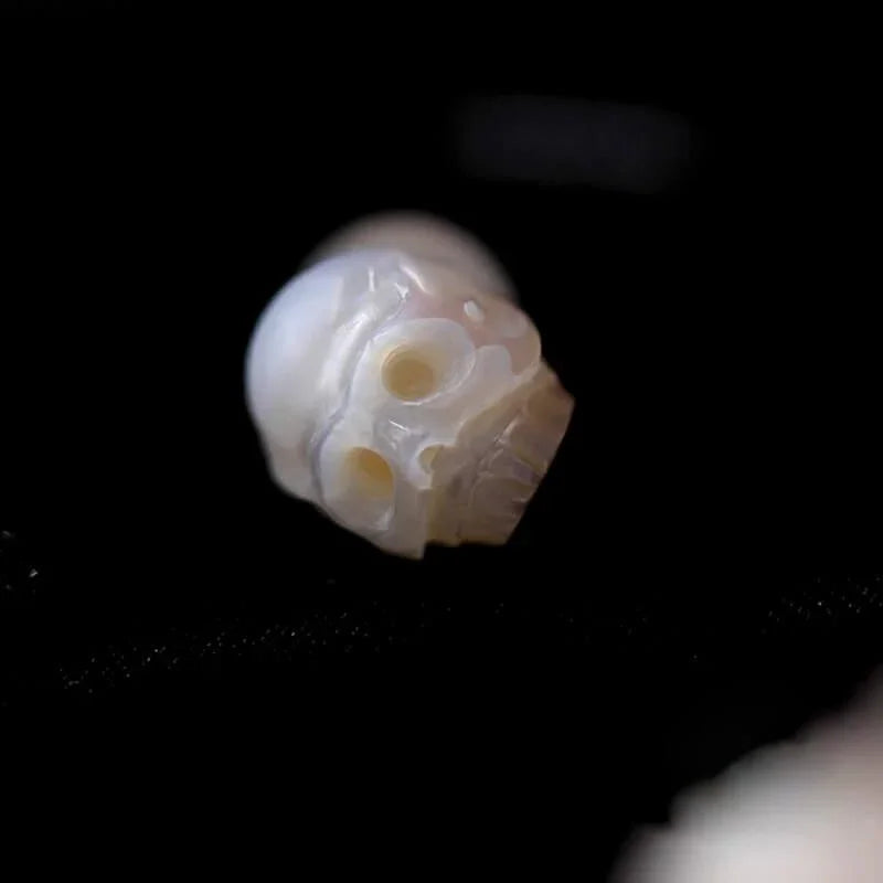 Belle Juri Minimalist Pearl Skull Earrings