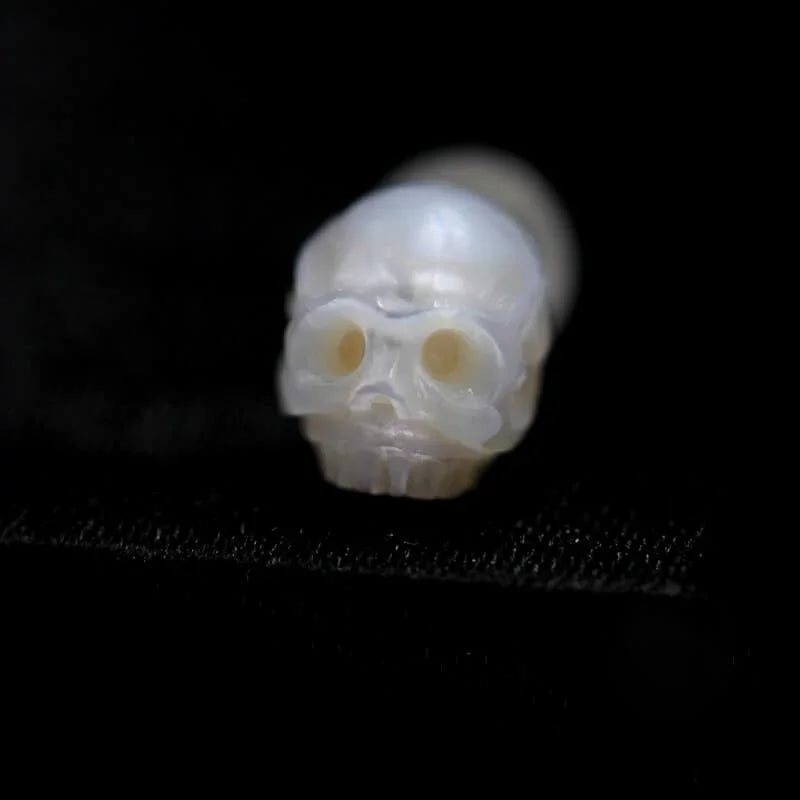 Belle Juri Minimalist Pearl Skull Earrings