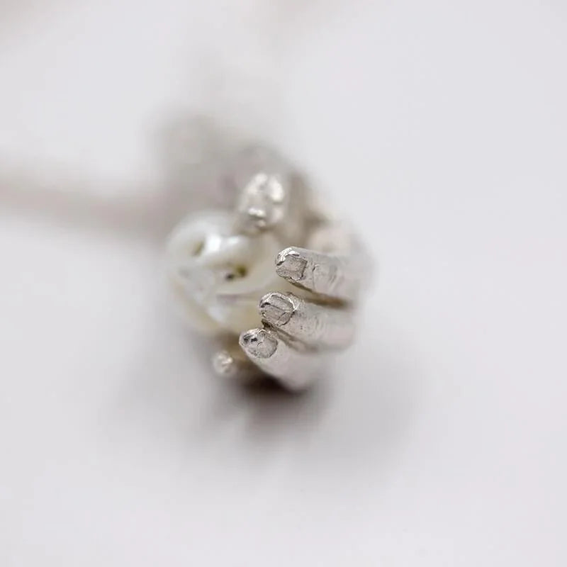 Belle Juri Real Pearl Carved Skull Necklace
