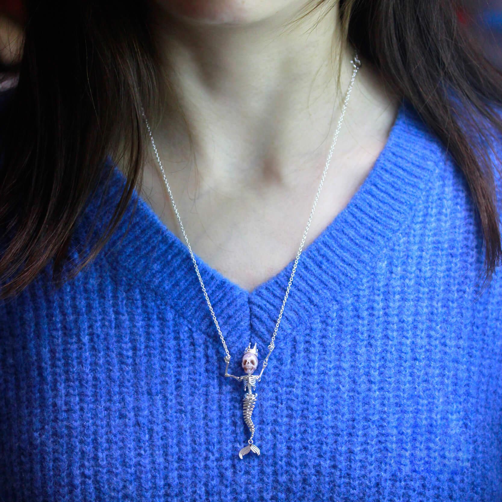 Belle Juri Mermaid Pearl Skull Necklace