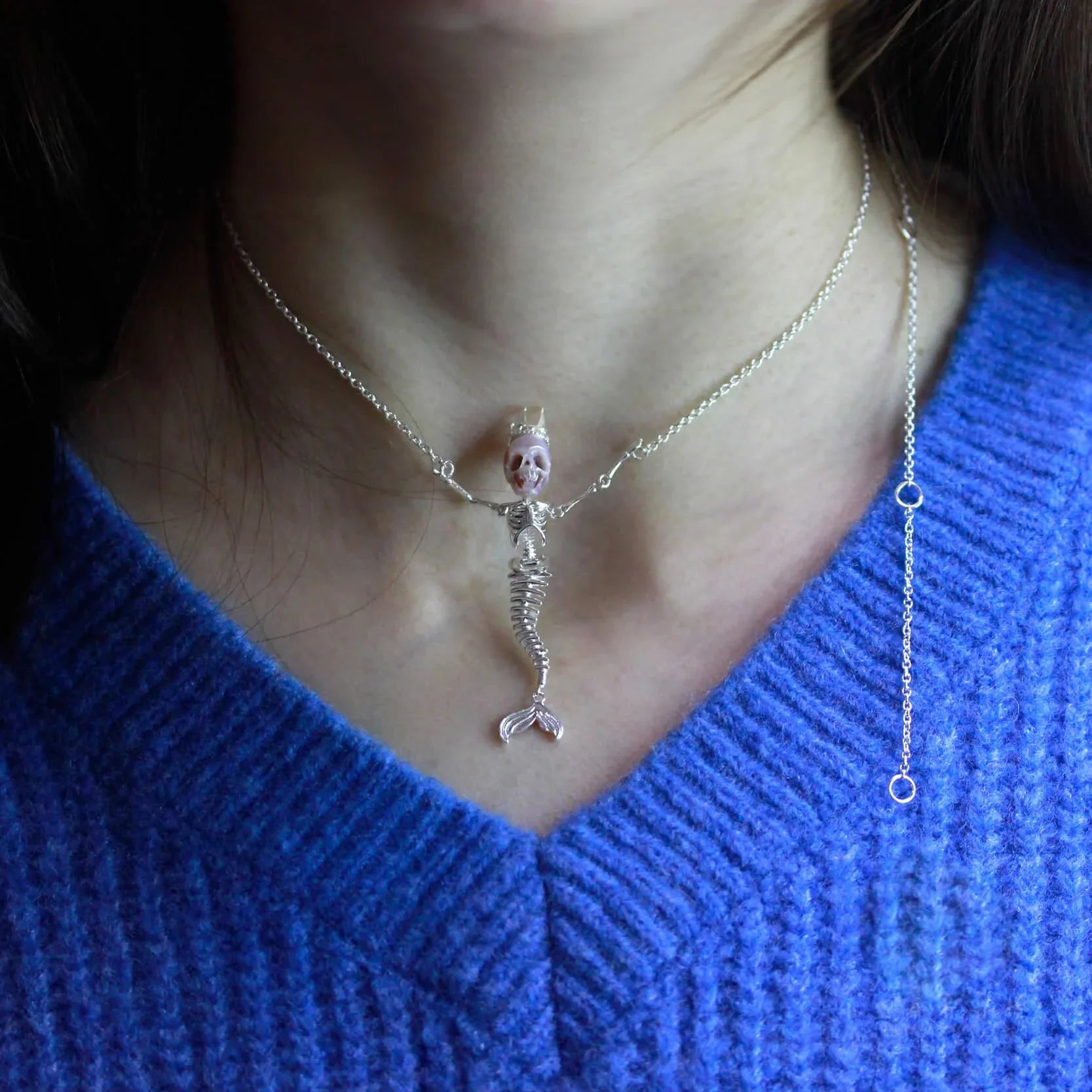Belle Juri Mermaid Pearl Skull Necklace