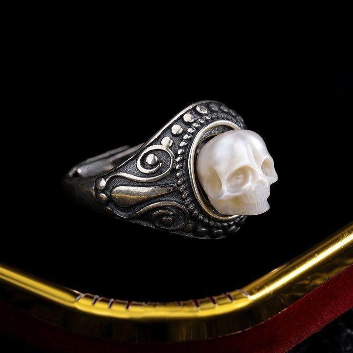 Belle Juri Stylish and Unique Pearl skull Ring for Biker Party