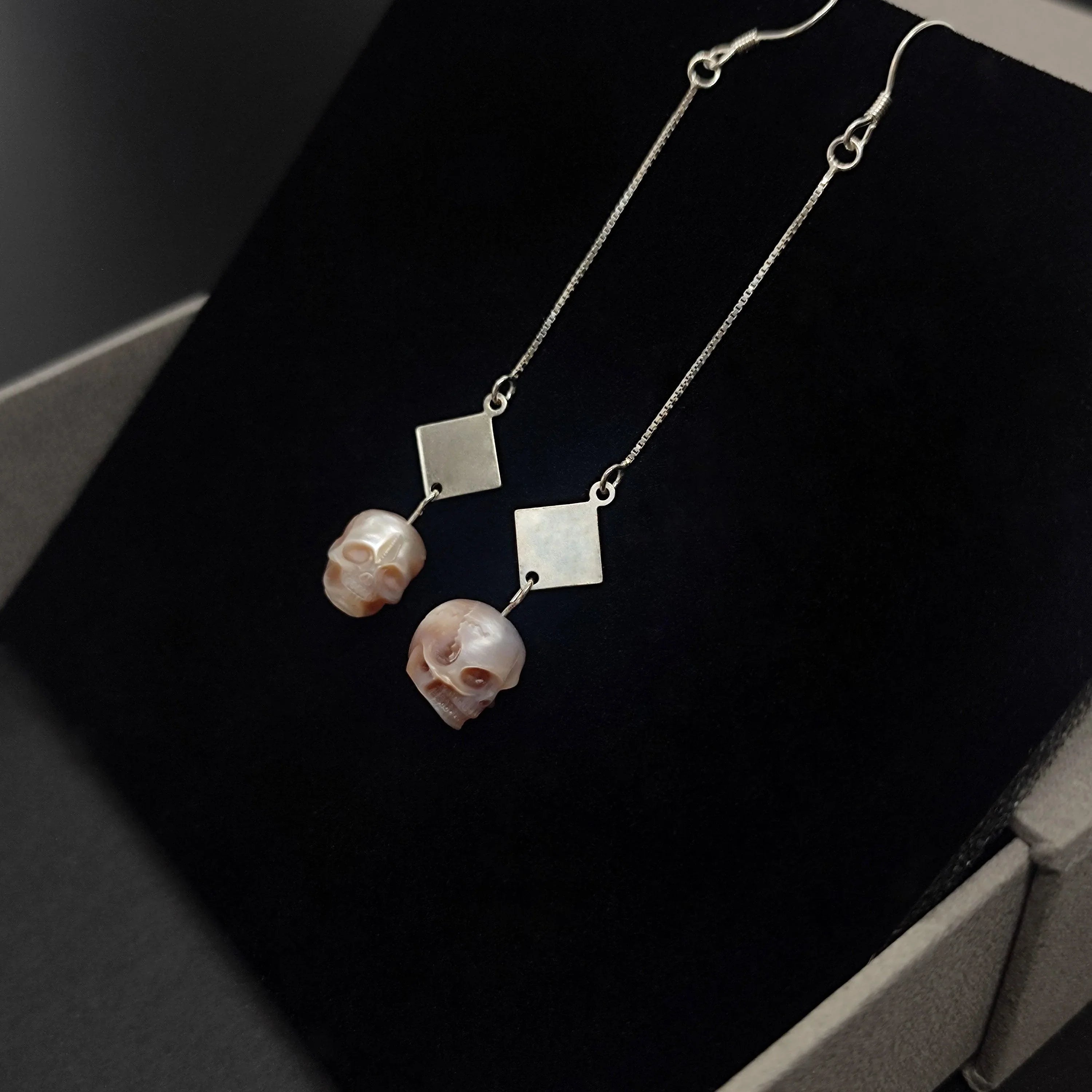 Belle Juri Dream of the Stars and Rivers Pearl Skull Drop Earrings