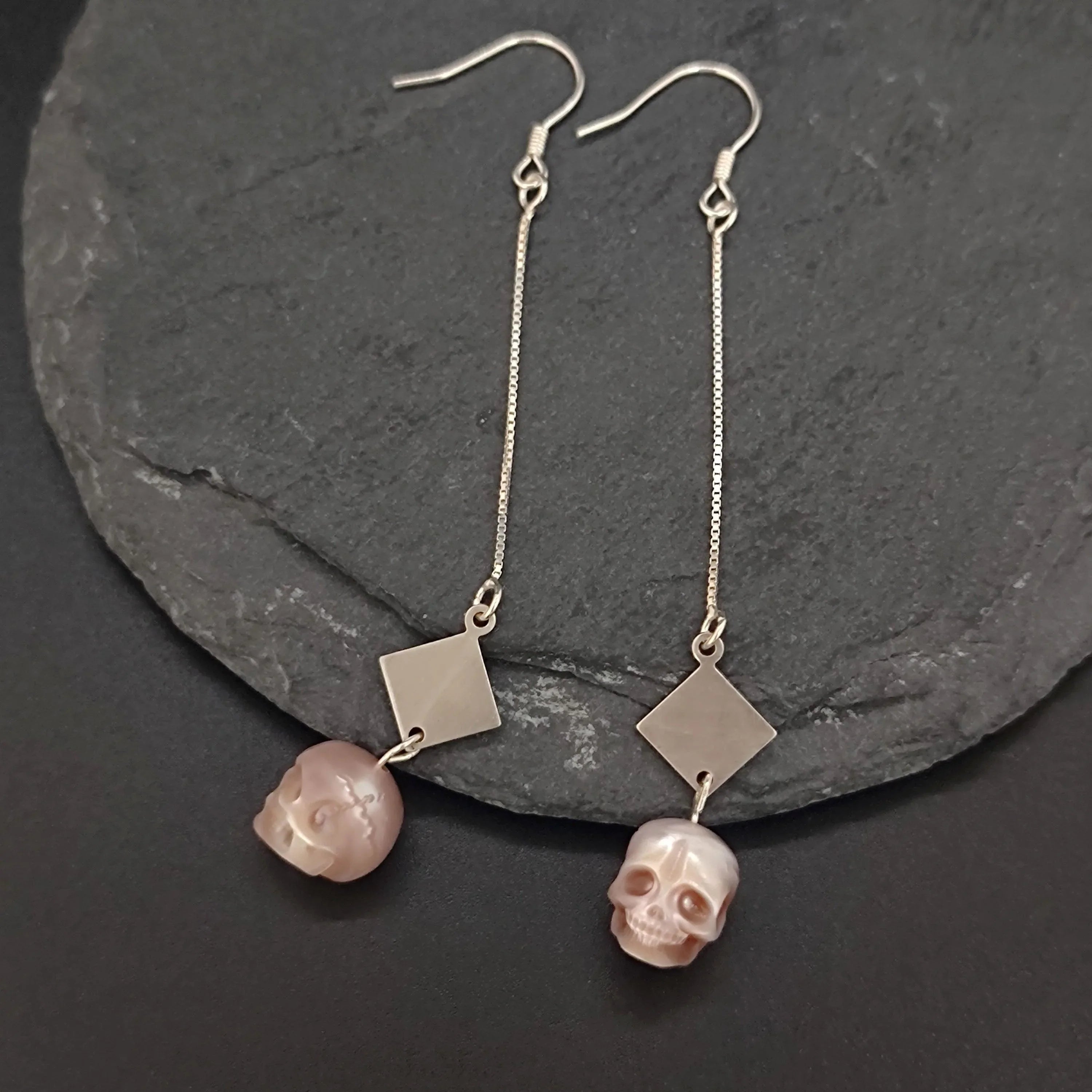 Belle Juri Dream of the Stars and Rivers Pearl Skull Drop Earrings
