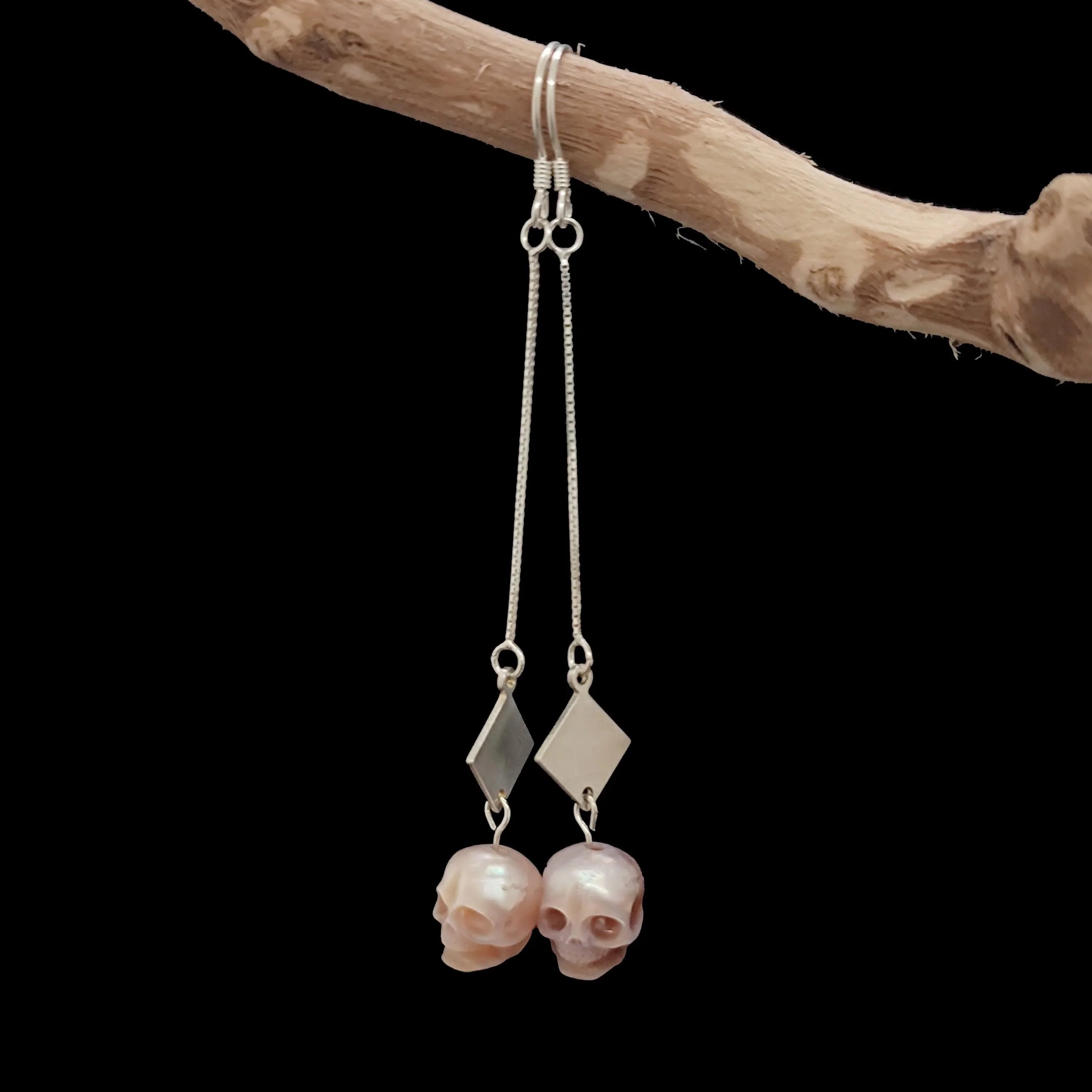 Belle Juri Dream of the Stars and Rivers Pearl Skull Drop Earrings