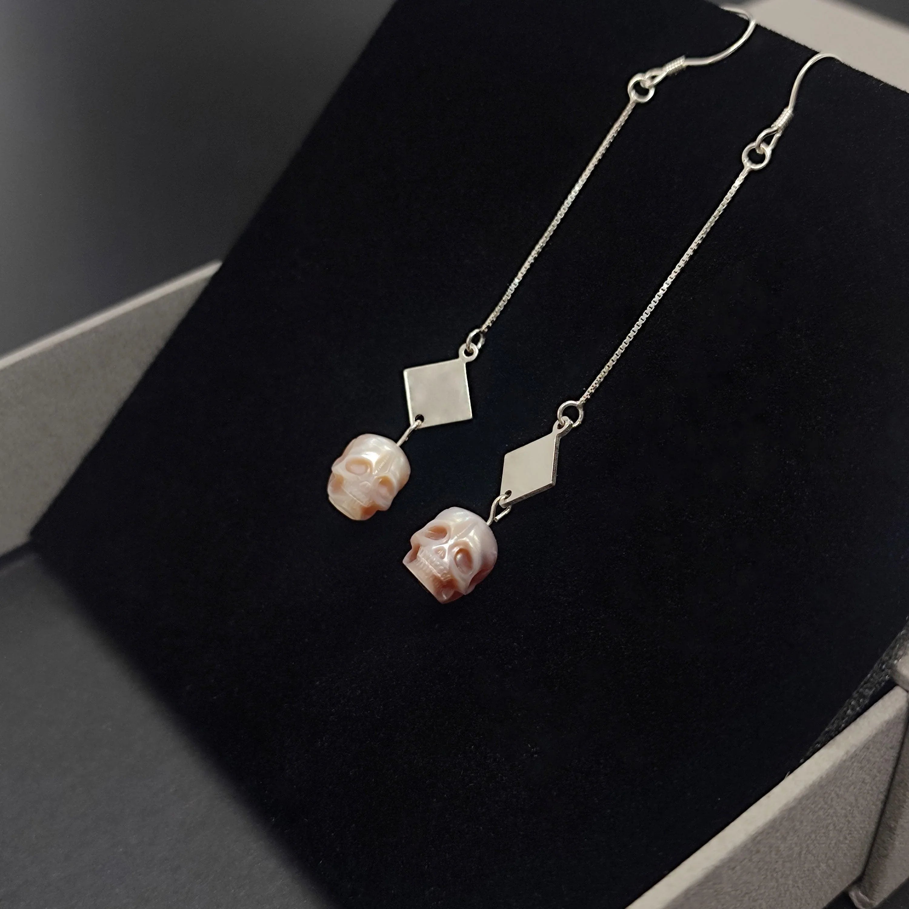 Belle Juri Dream of the Stars and Rivers Pearl Skull Drop Earrings