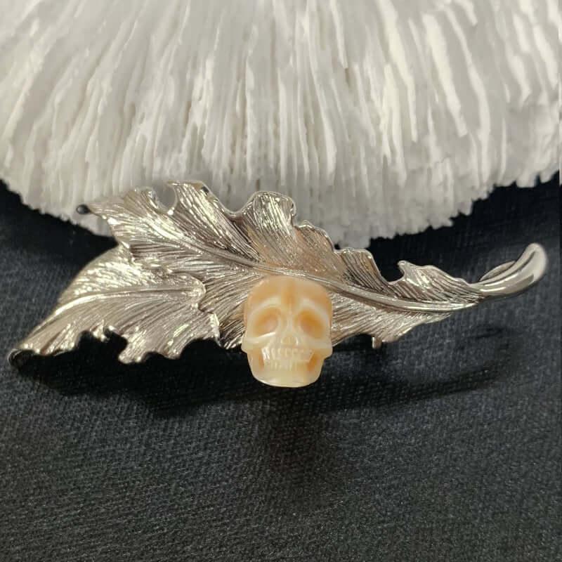Belle Juri Angel Feather Pearl Skull Brooch