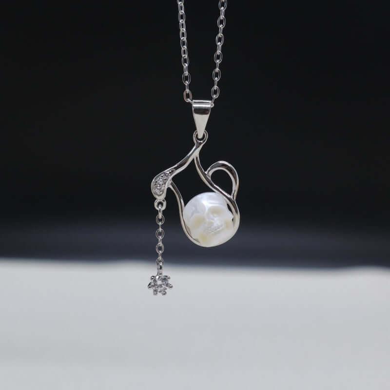 Belle Juri 12 Zodiac Signs Aquarius Pearl Skull Necklace