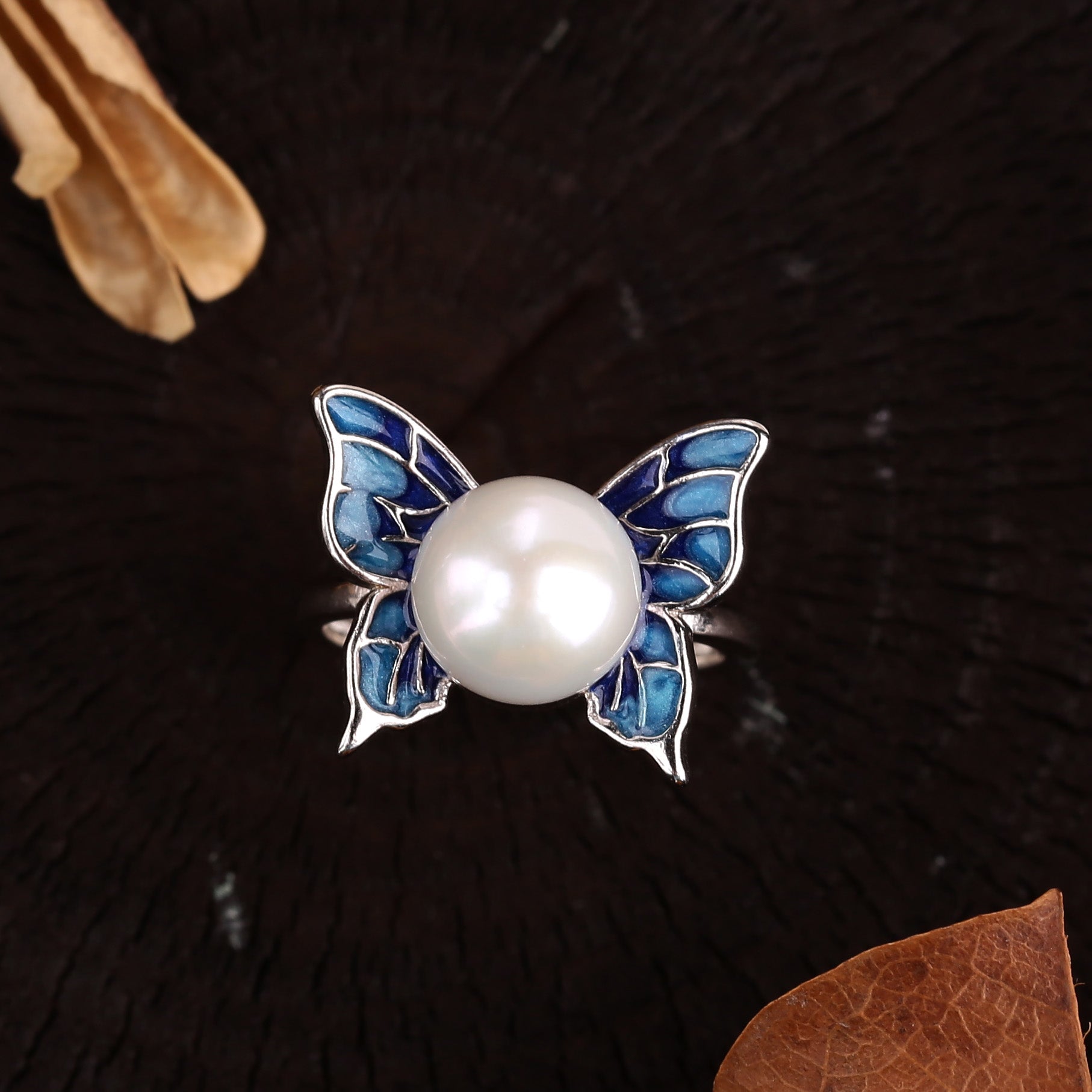 Art Deco Butterfly Pearl Ring