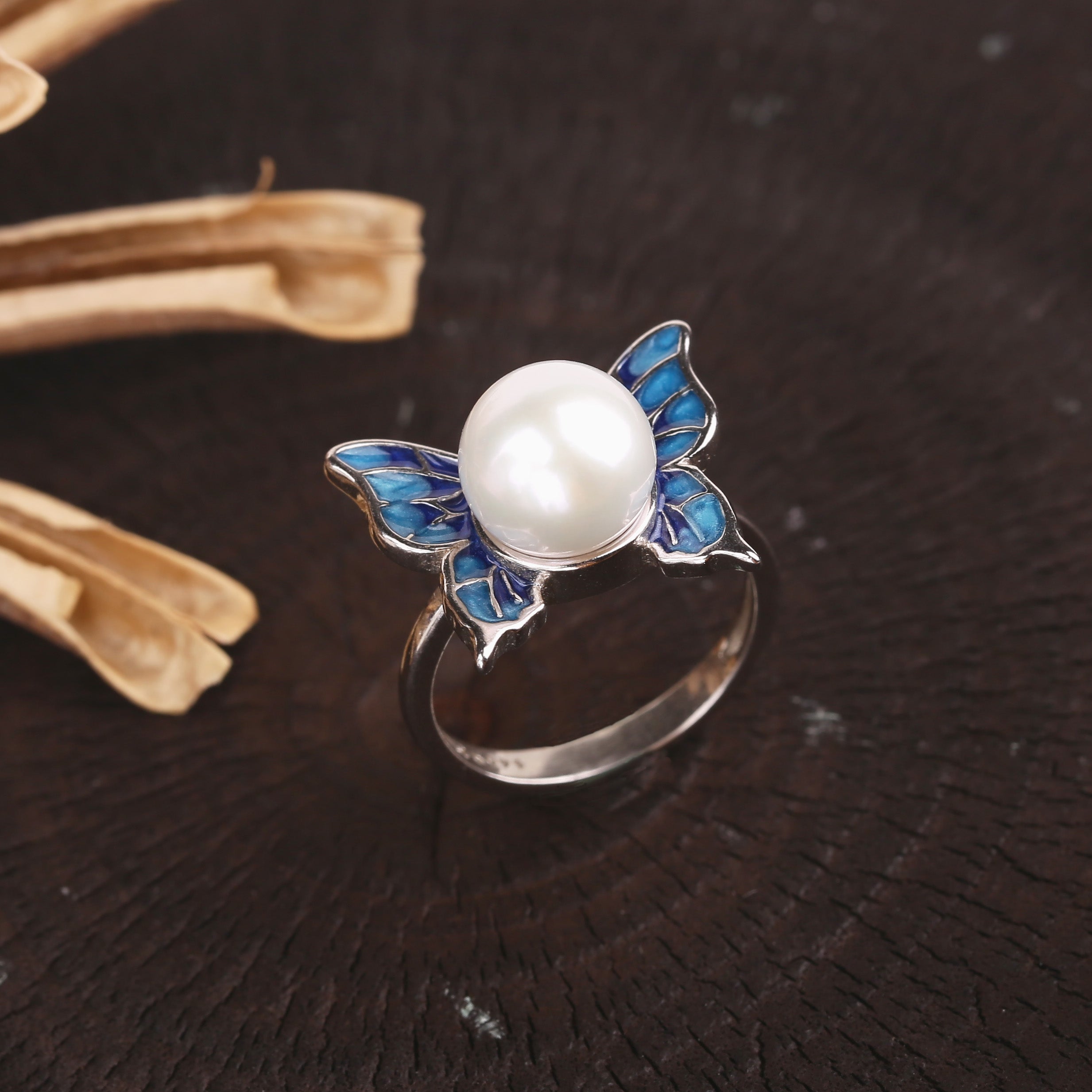 Art Deco Butterfly Pearl Ring