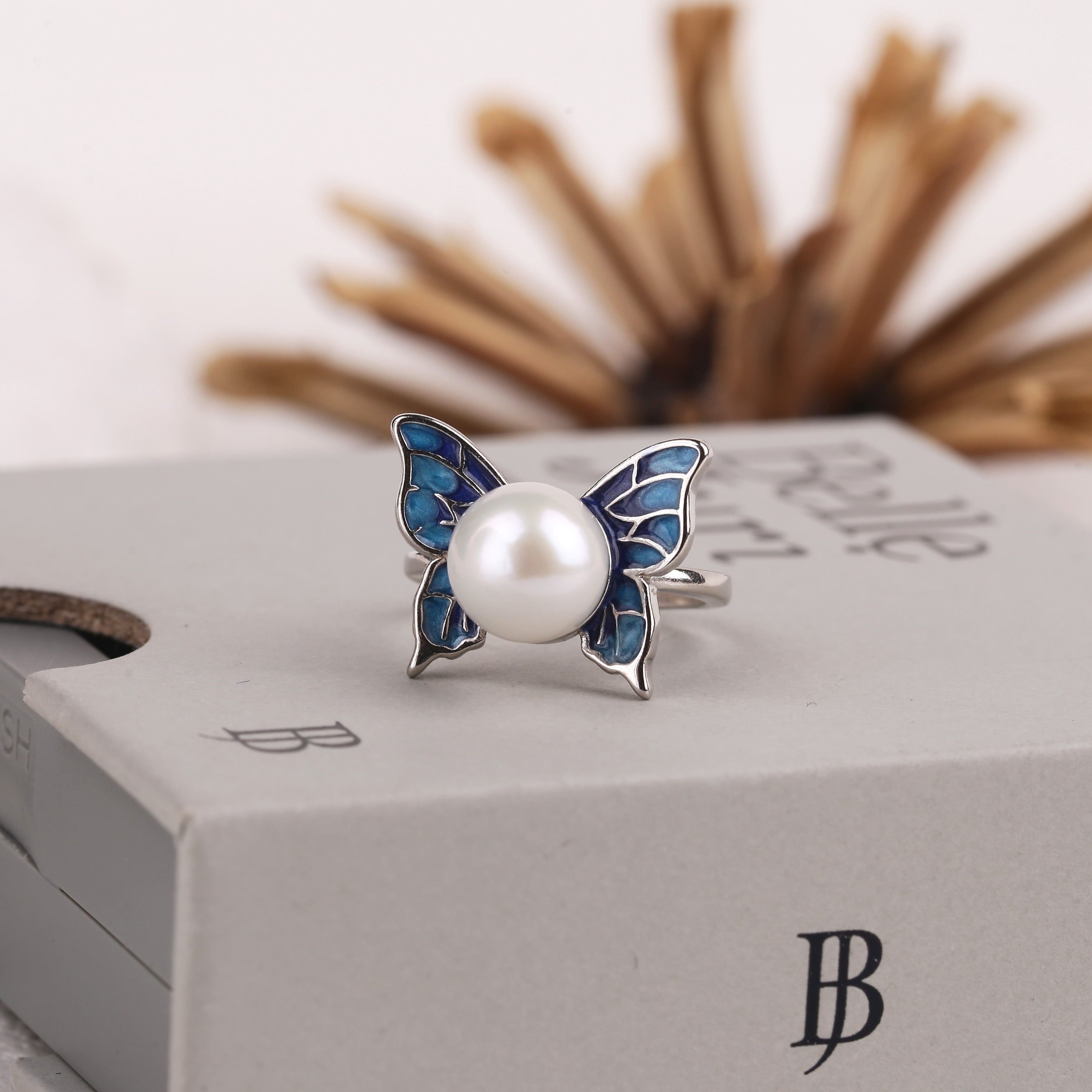 Art Deco Butterfly Pearl Ring