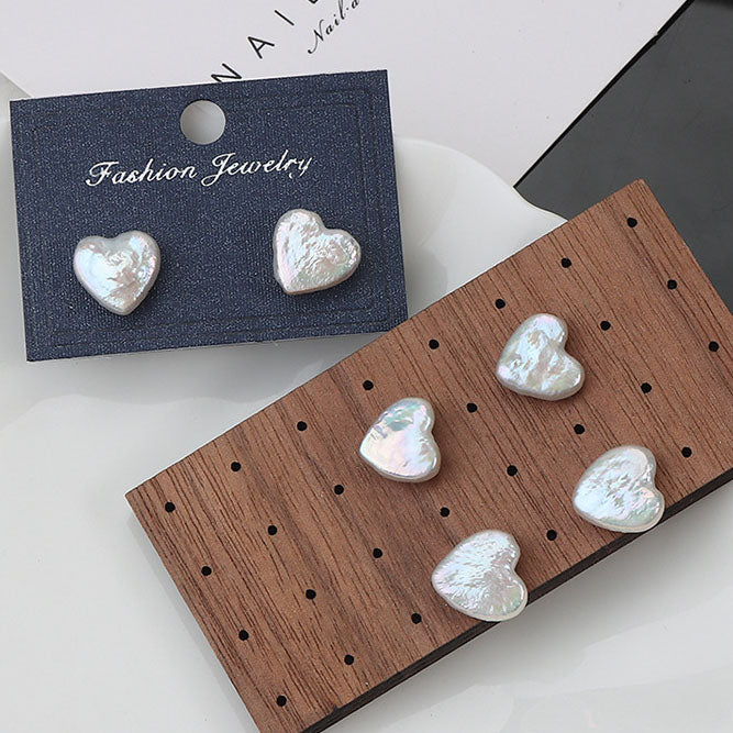 Baroque Heart Pearl Stud Earrings