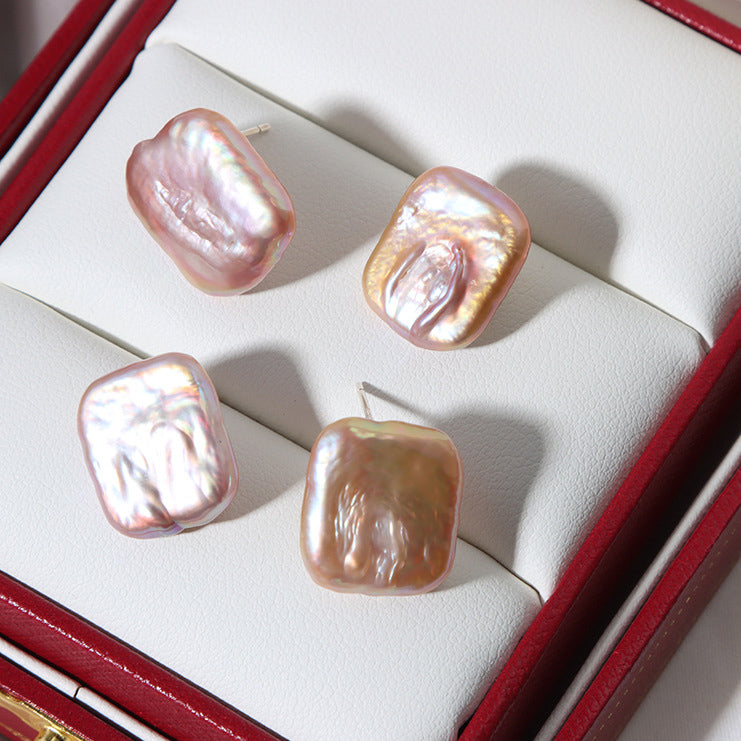 Baroque Square Pearl Earrings