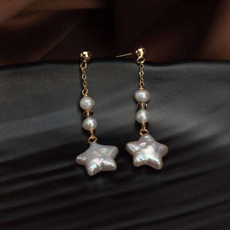 Baroque Star and Tassel Drop Earrings