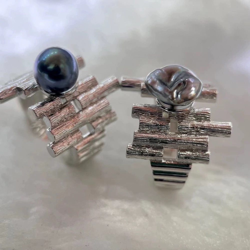 Black Tahitian Pearl Branch Ring