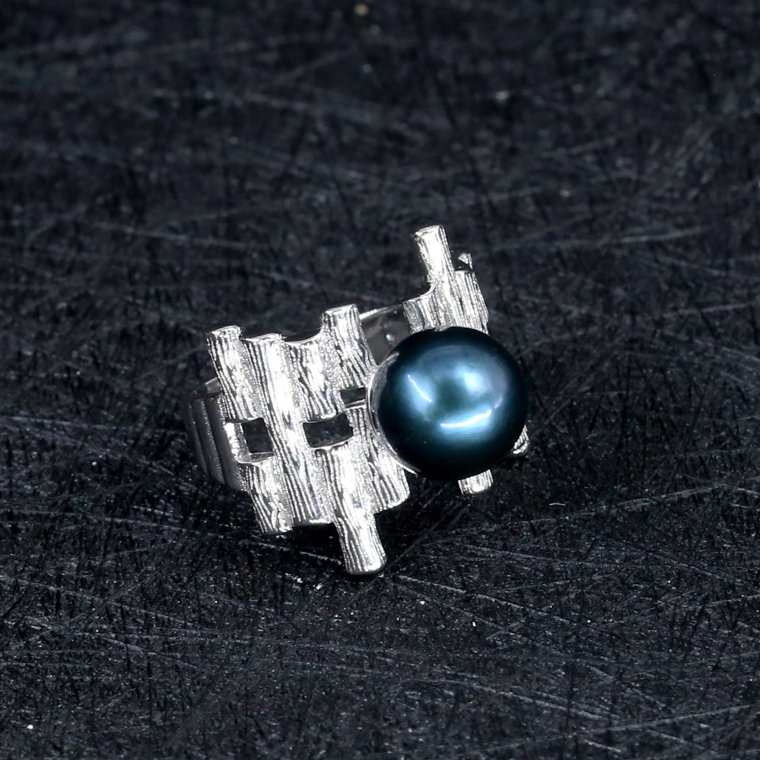 Black Tahitian Pearl Branch Ring