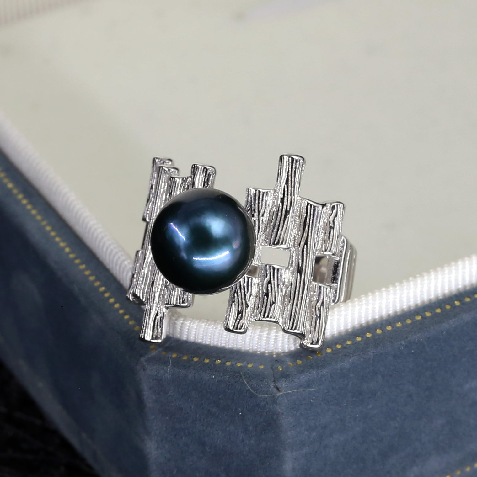 Black Tahitian Pearl Branch Ring