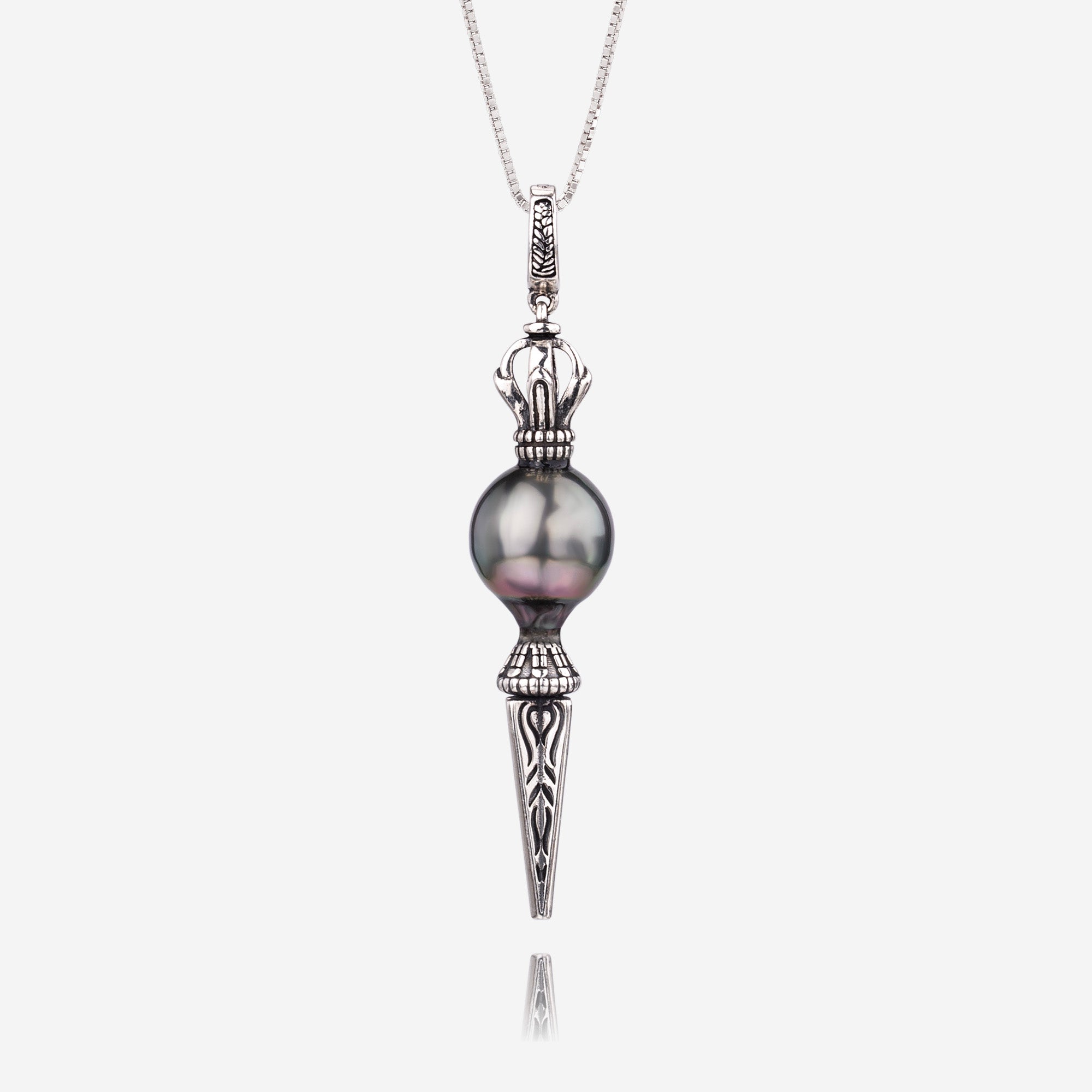 Black Tahitian Pearl Oil Vajra Necklace