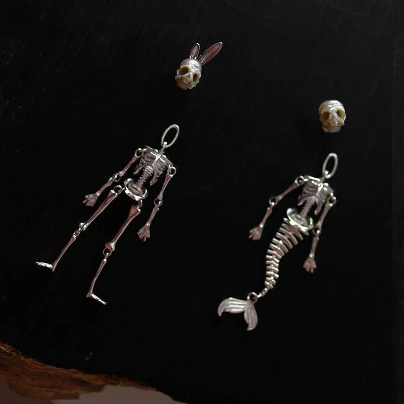 Belle Juri Bunny & Mermaid Pearl Skull Removable Earrings