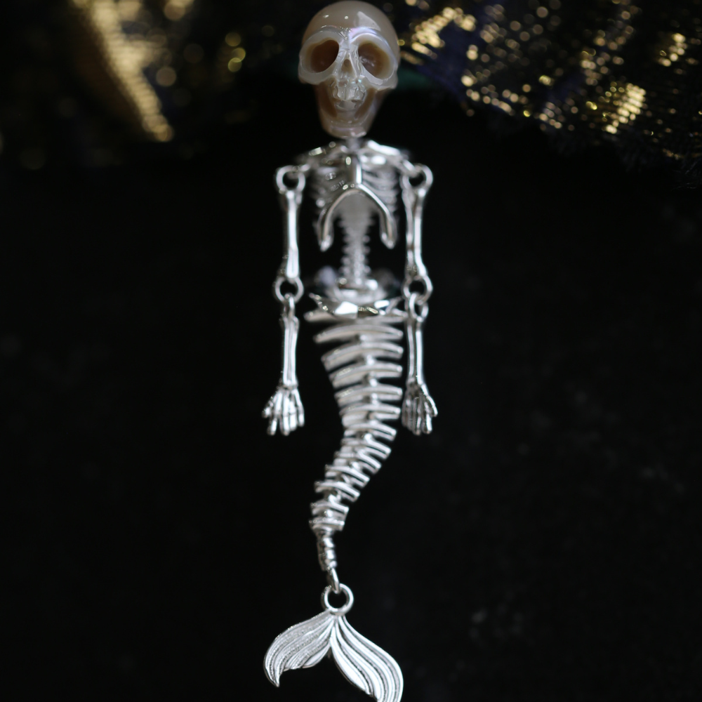 Bunny & Mermaid Pearl Skull Removable Earrings