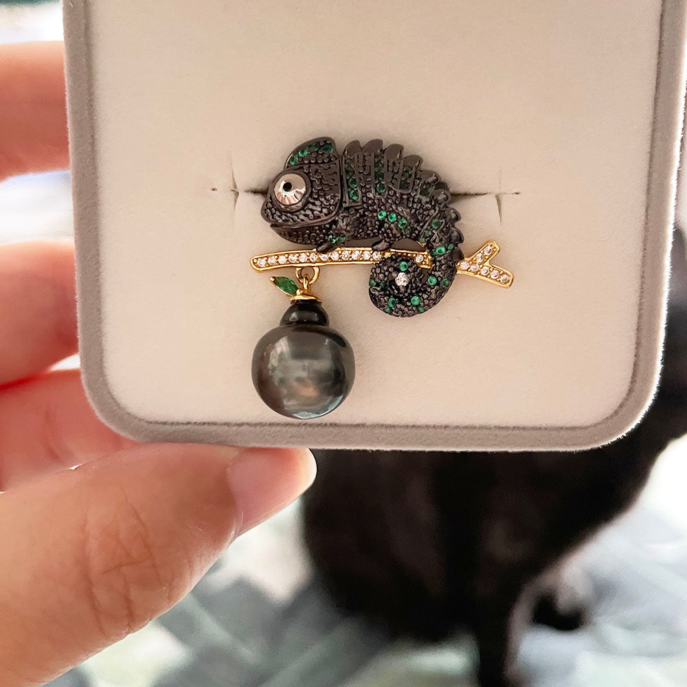 Chameleon Lizard Tahitian Pearl Pendant