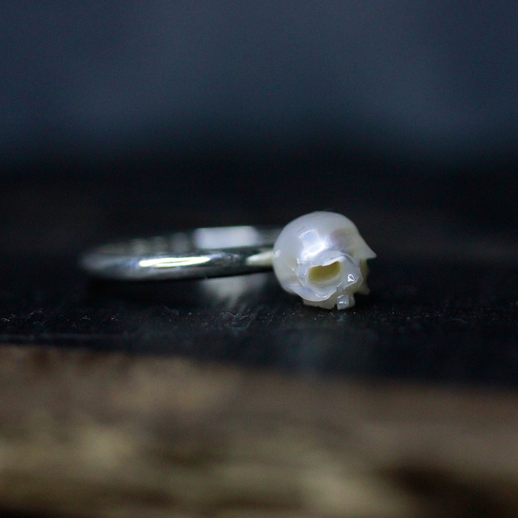 Classic Minimalist Pearl Skull Ring