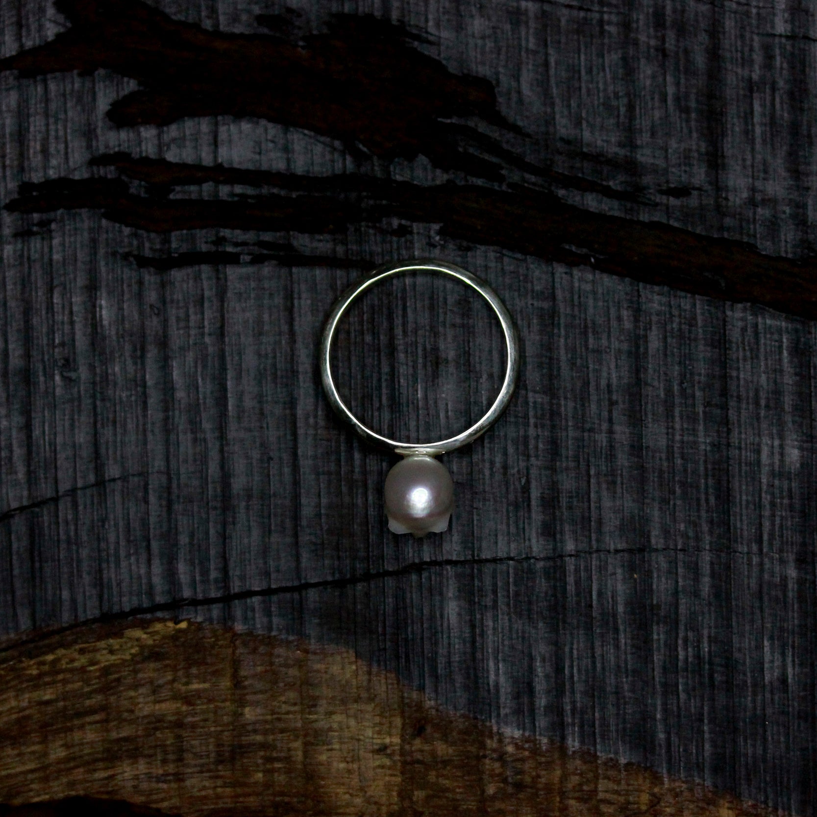 Classic Minimalist Pearl Skull Ring