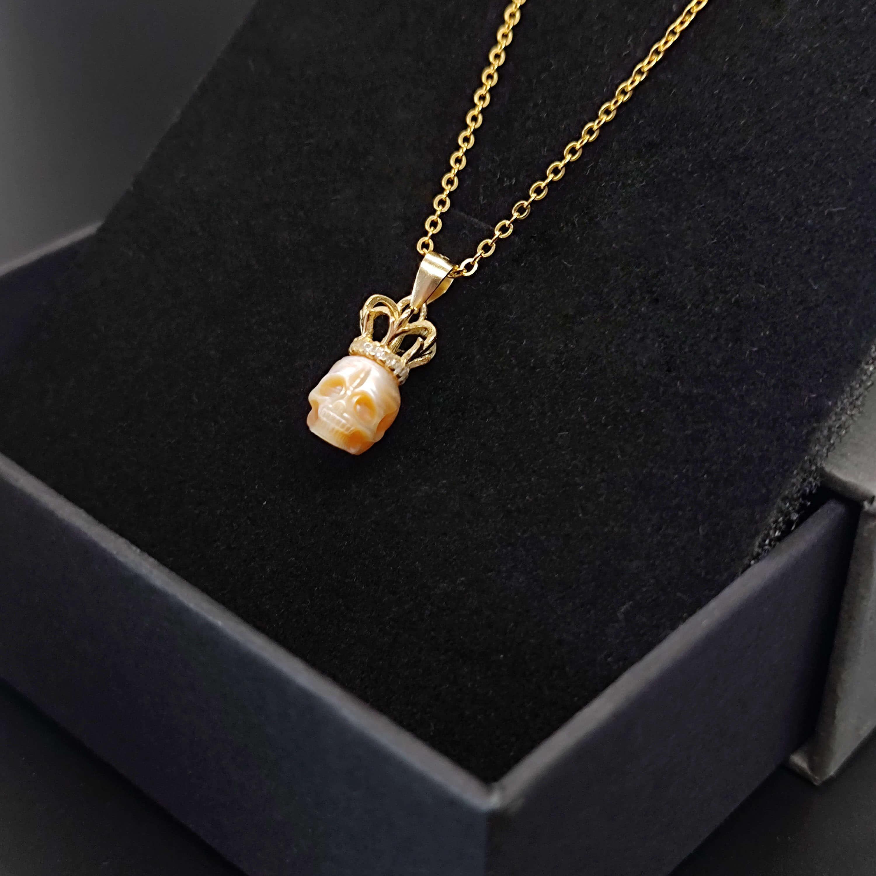 Belle Juri Pearl Skull Crown Necklace