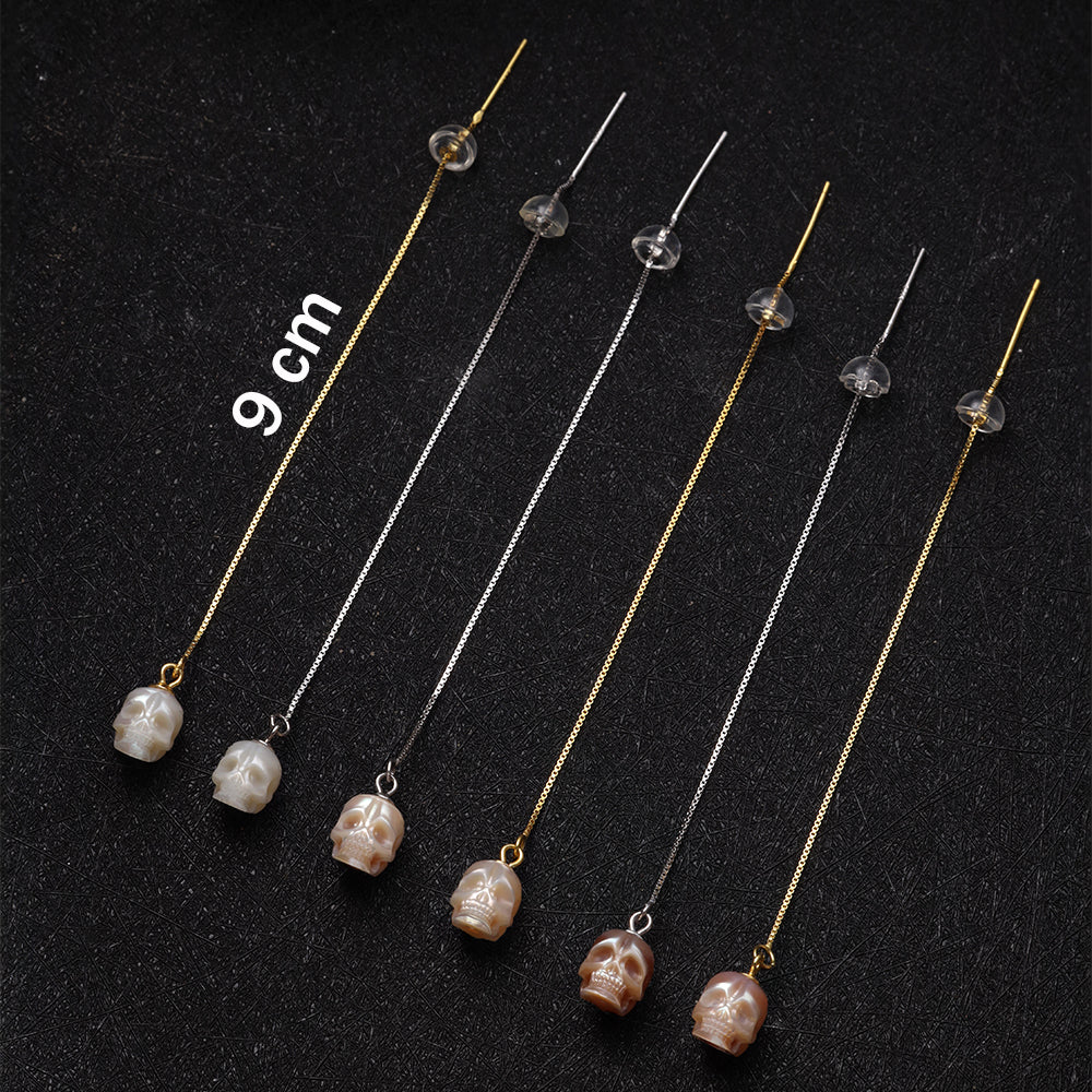 Pendientes de enrollador de oreja de calavera de perla delicada