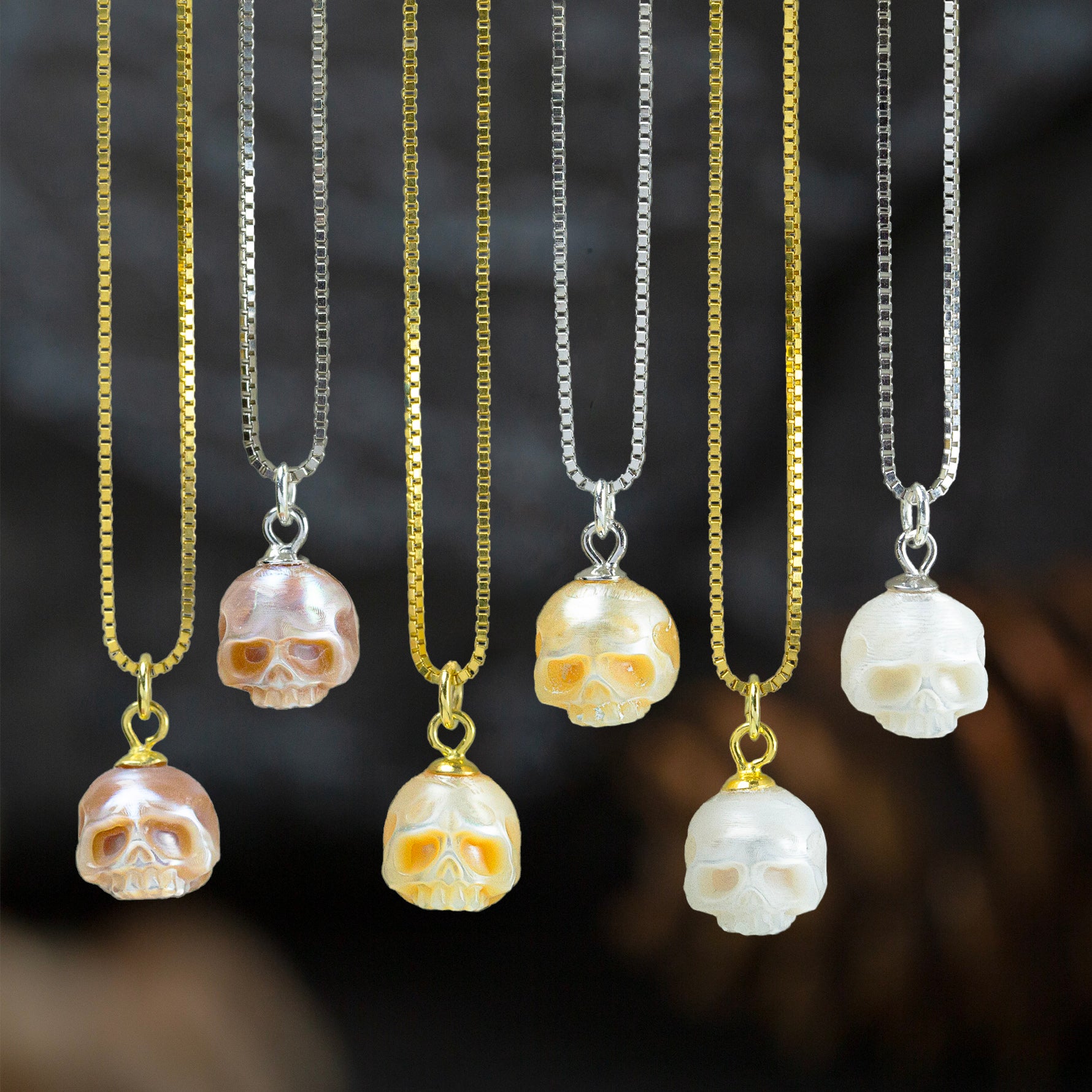 Collar colgante de cráneo de cráneo de perla simple y delicada