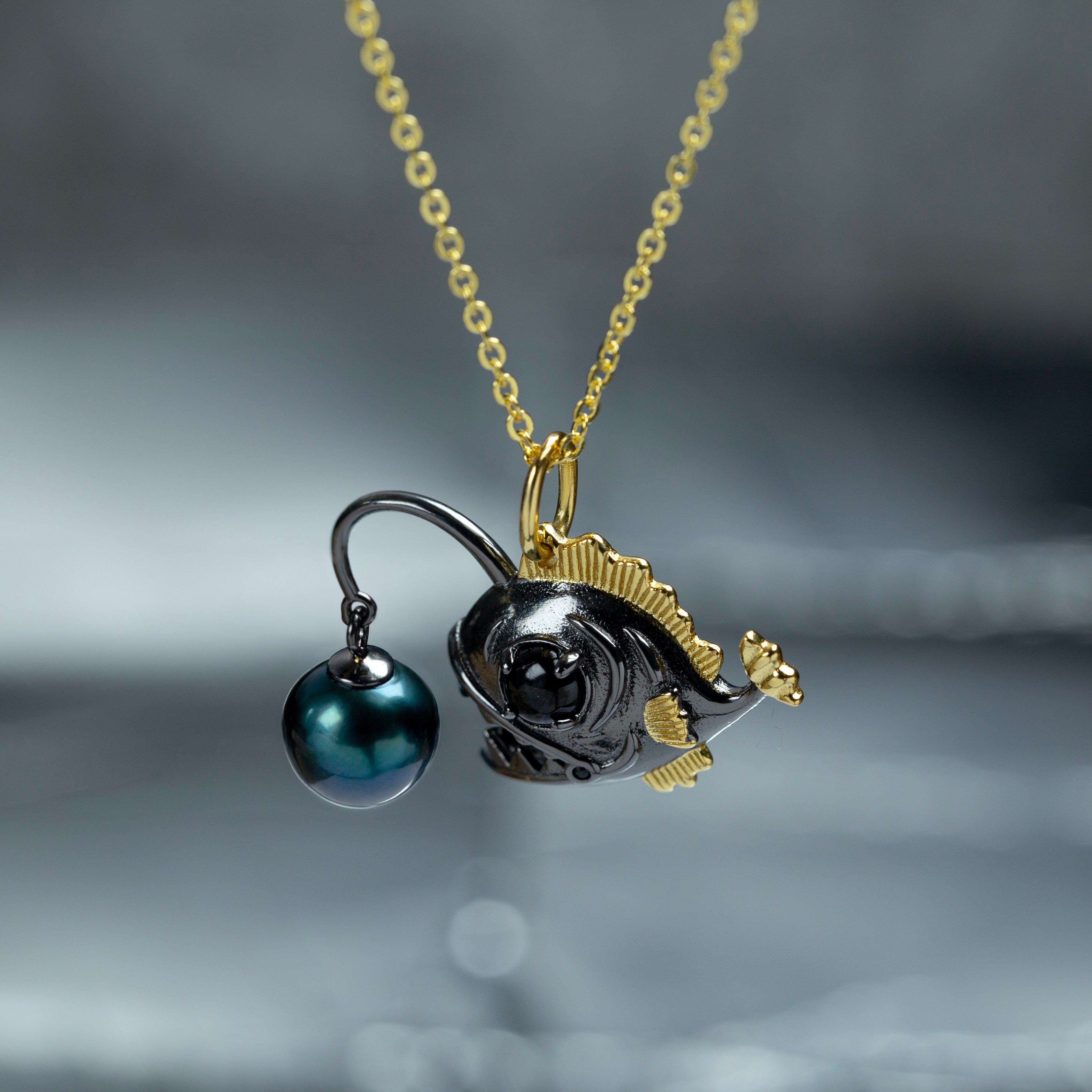 Deep Sea Anglerfish Tahitian Pearl Necklace