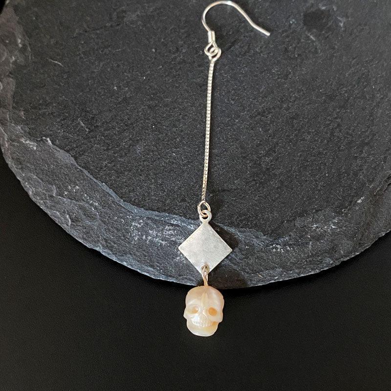 Belle Juri Dream of the Stars and Rivers Pearl Skull Drop Earrings