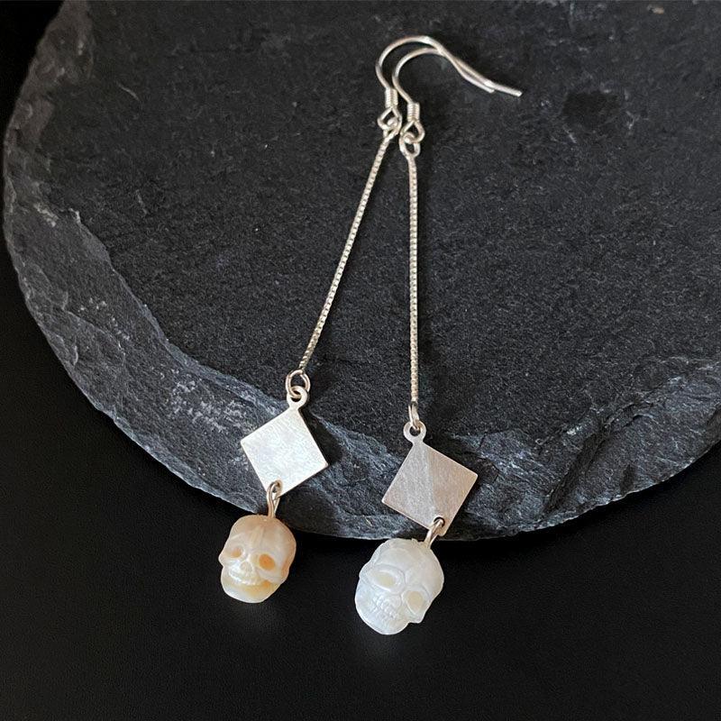 Belle Juri Dream of the Stars and Rivers Pearl Skull Drop Earrings