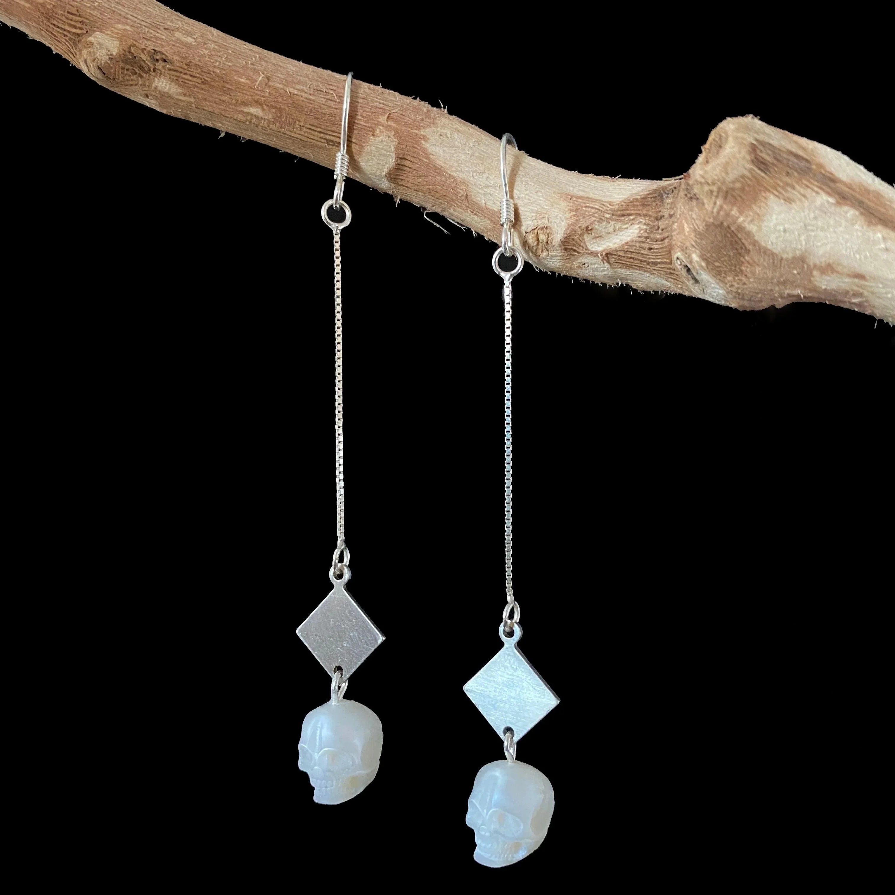 Belle Juri Dream of the Stars and Rivers Pearl Skull Drop Earrings