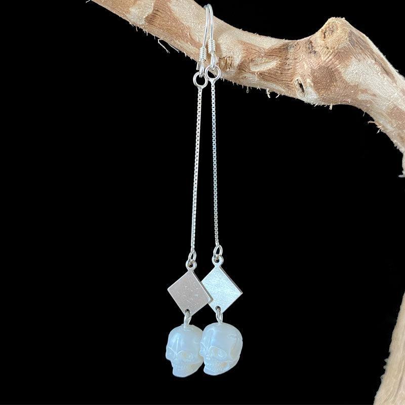 Belle Juri Dream of the Stars and Rivers Pearl Skull Drop Earrings