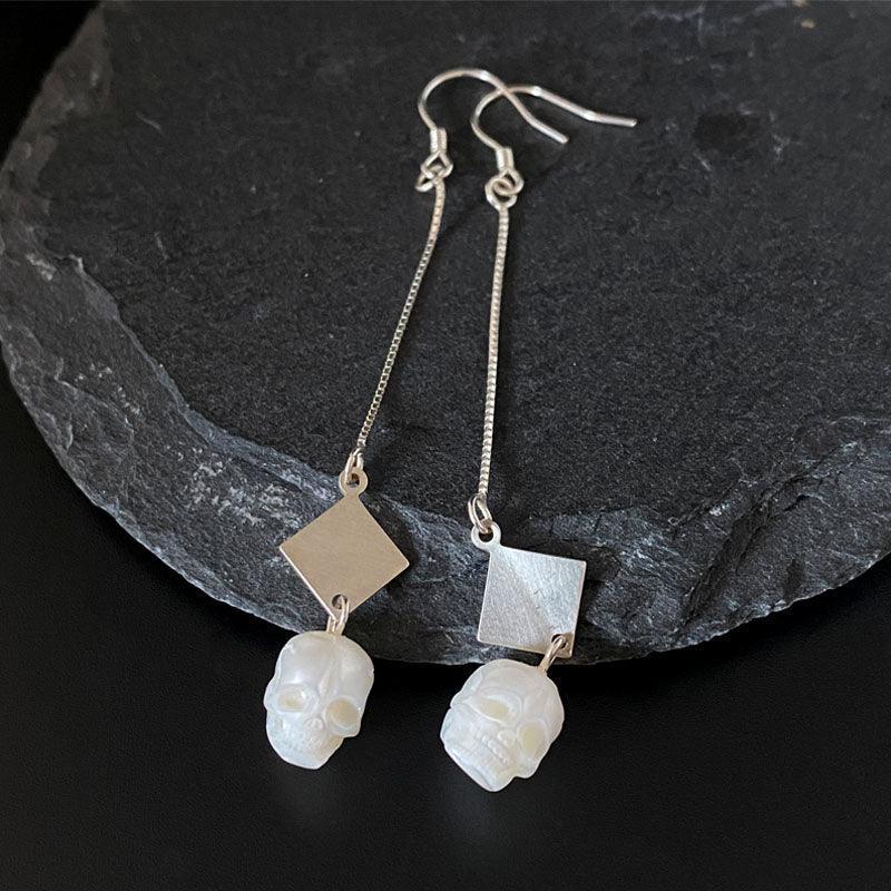 Belle Juri Dream of the Stars and Rivers Pearl Skull Drop Earrings