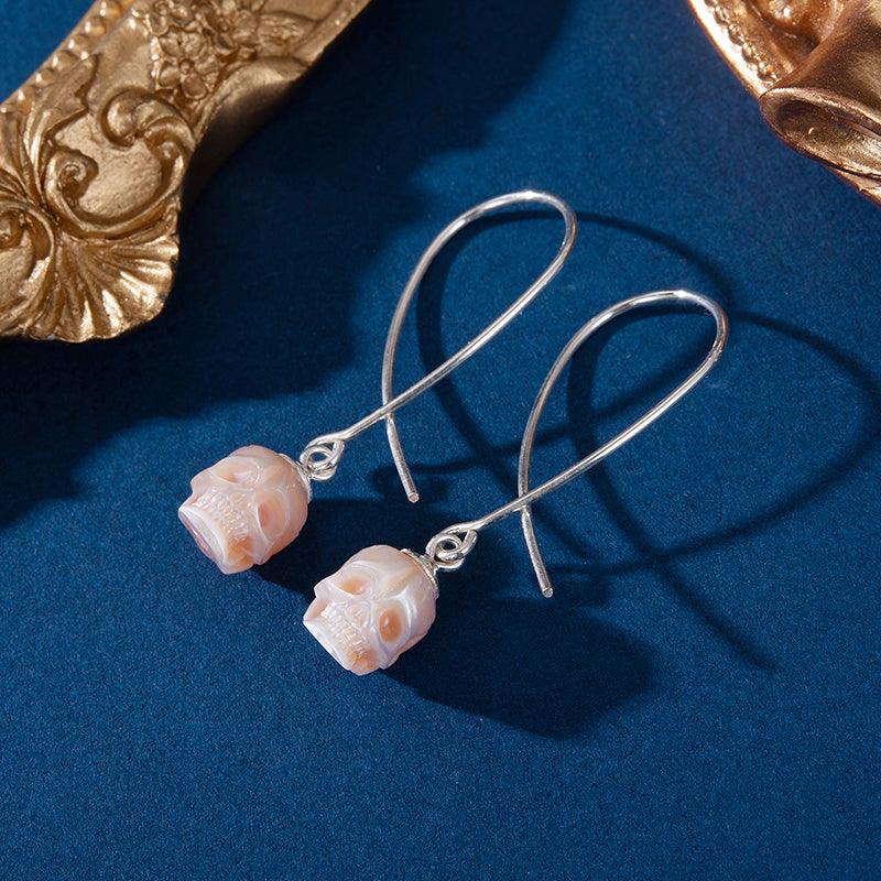 Geometric Dreams Pearl Skull Earrings - Belle Juri