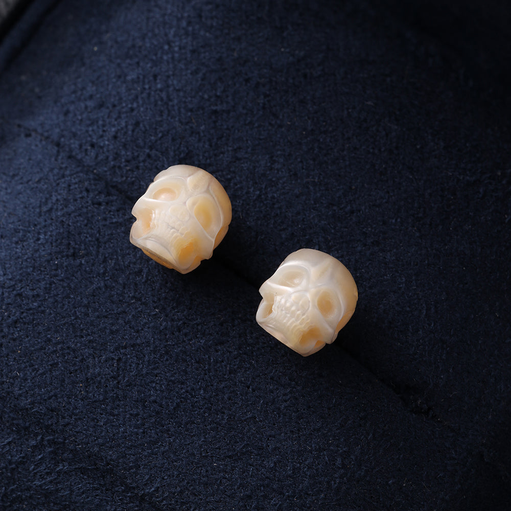 Gothic Mystery Minimalist Pearl Skull Stud Earrings