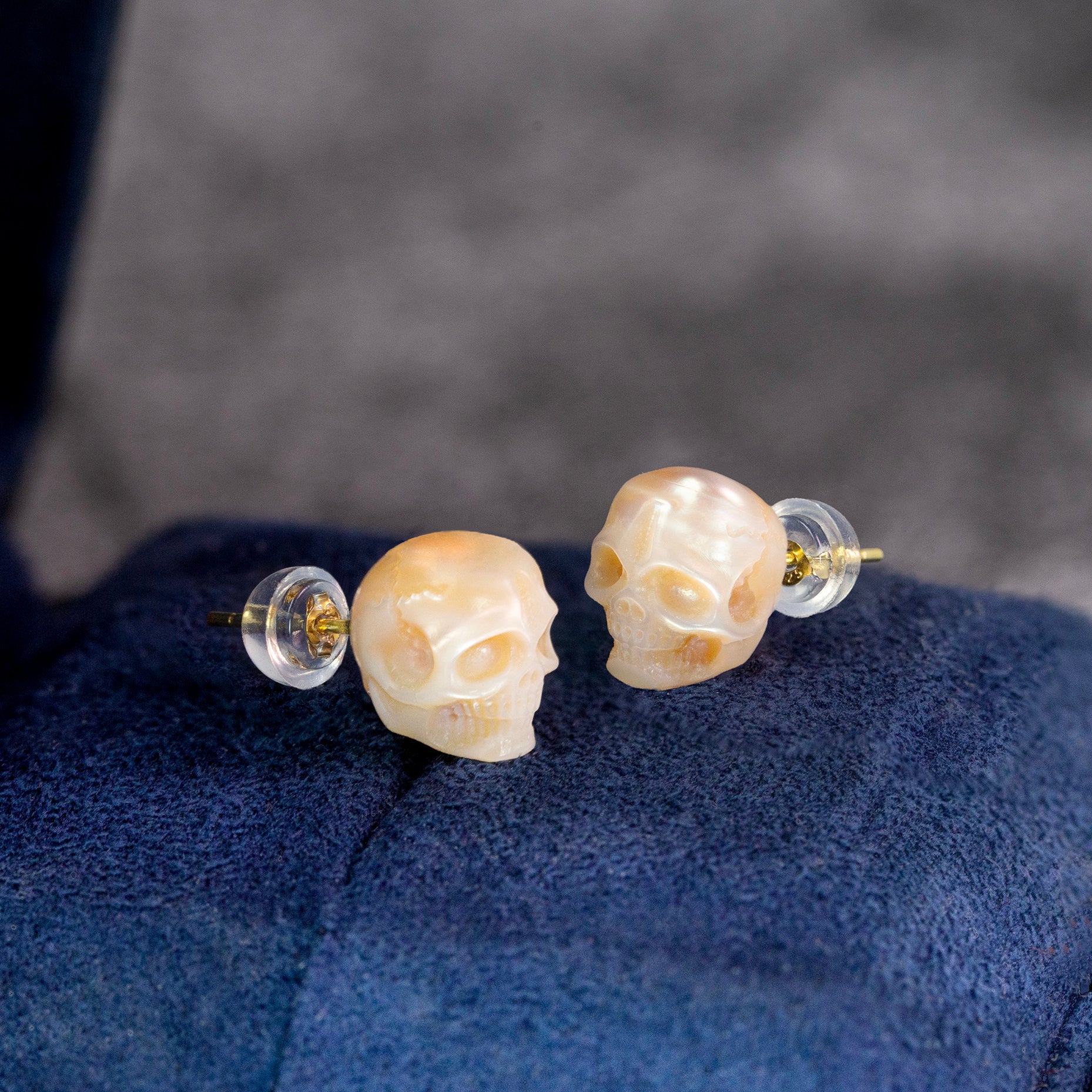 Gothic Mystery Minimalist Pearl Skull Stud Earrings