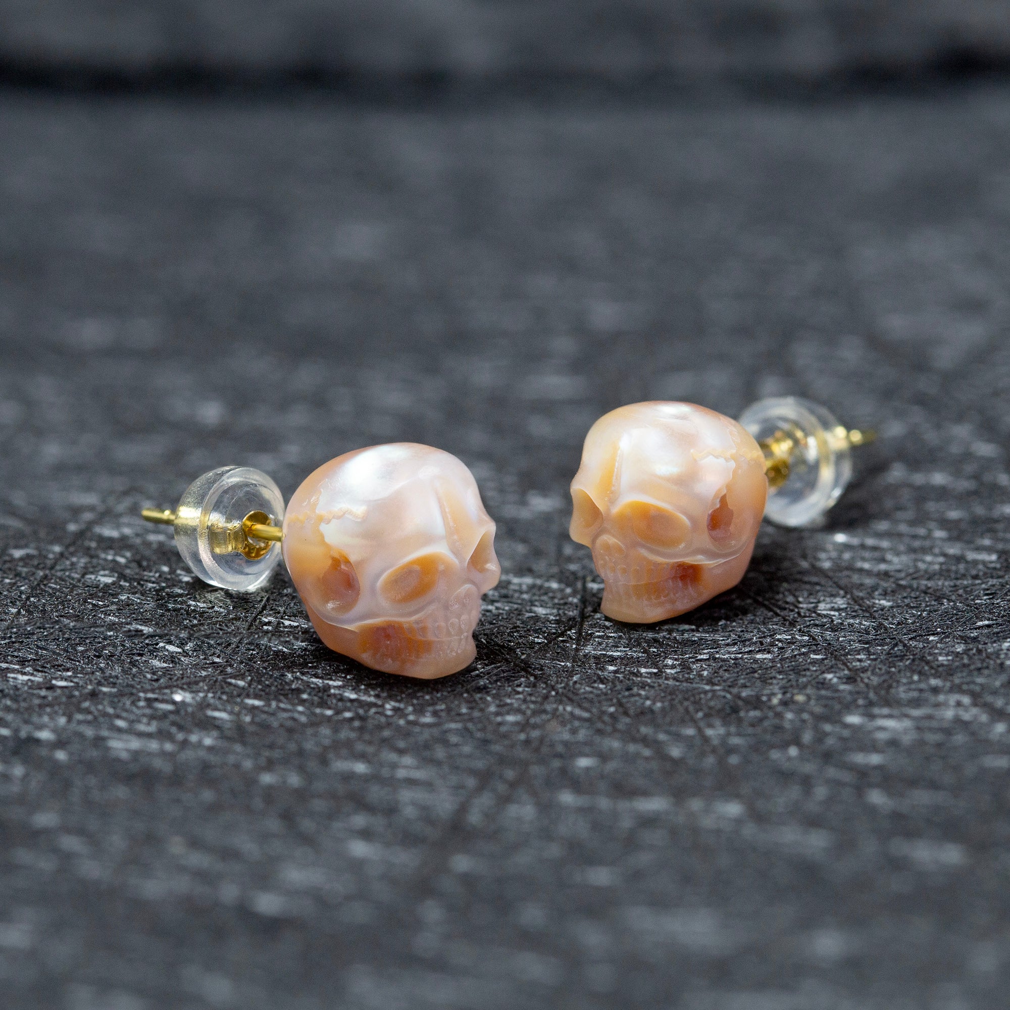 Gothic Mystery Minimalist Pearl Skull Stud Earrings